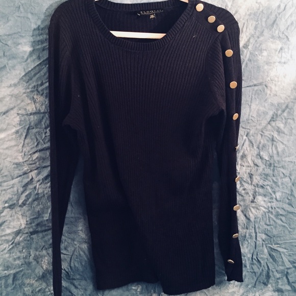 *LAST CHANCE* ELOQUII Button Sleeve Sweater Navy - Picture 4 of 4